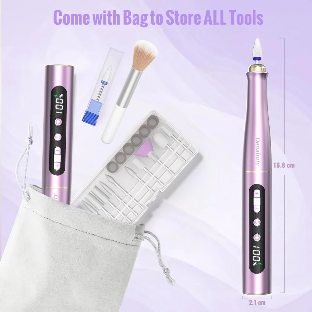 Violet Rechargeable Cordless Electric Nail Drill Set
